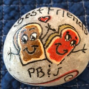HAND PAINTED HAND CRAFTED BEST FRIENDS PB & J ROCK